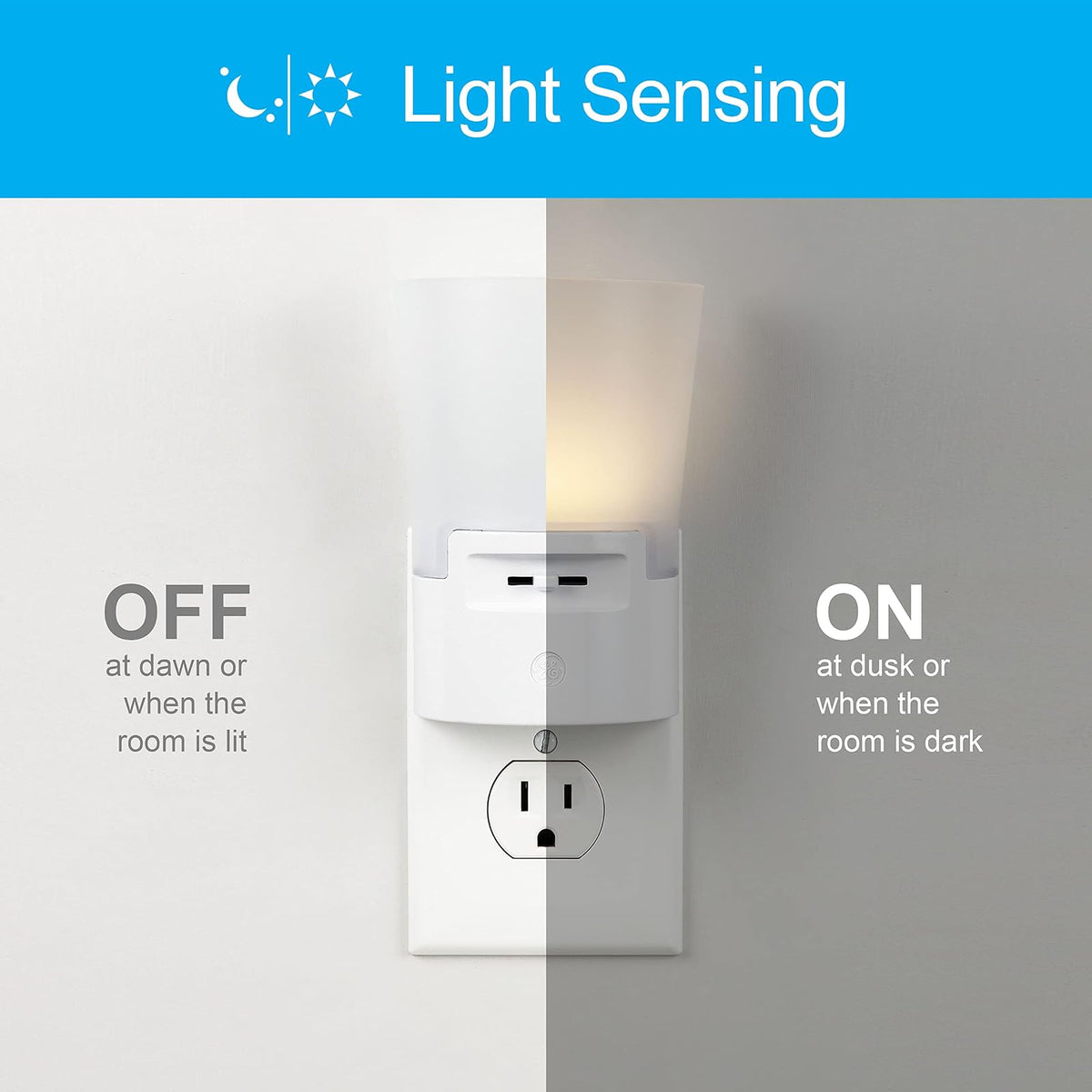 GE Ultrabrite Dimmable Sconce LED Night Light Plug-In, Energy Efficient, Dusk-to-Dawn Sensor, Adjustable , Ideal for Bedroom, Bathroom, Hallway, Nursery, White, 45123, 1 Pack