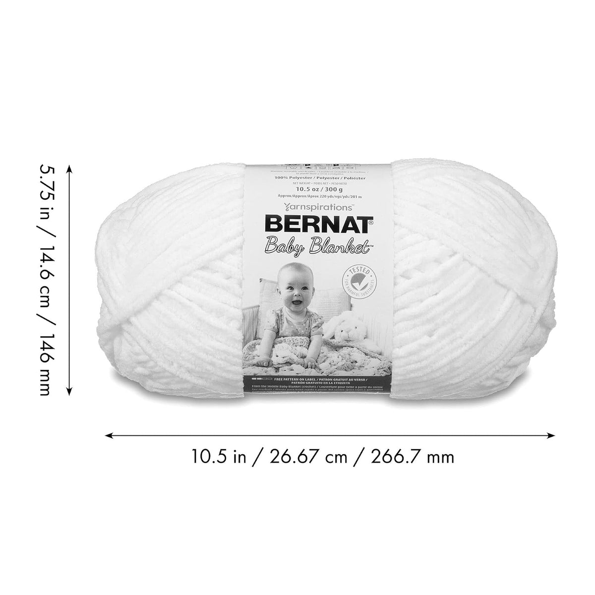 Bernat Baby Blanket Yarn, 10.5 oz, Super Bulky 6 Gauge - Lilac Dove - Single Ball Machine Wash & Dry