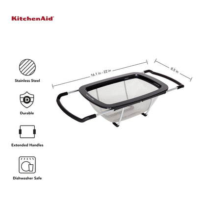 KitchenAid - Colador expandible de acero inoxidable, color negro