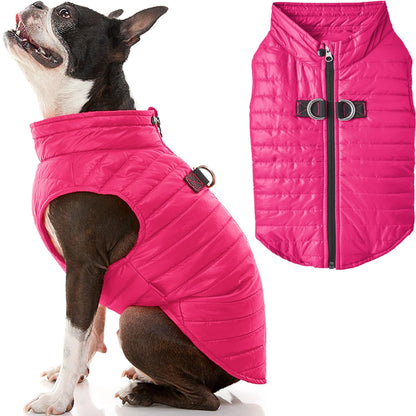 Gooby Chaleco Acolchado para Perro con Cremallera - X-Small (12") - Rosa - Rebel Fun.