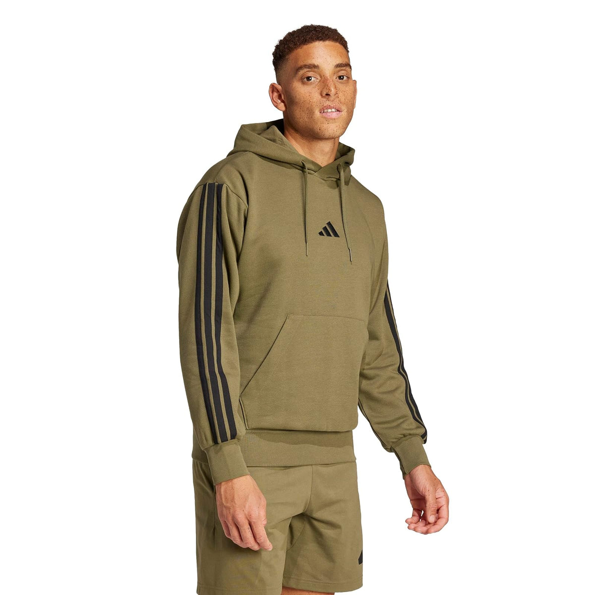 adidas Essentials 3-Stripes Fleece Hoodie Sudadera con Capucha Hombre