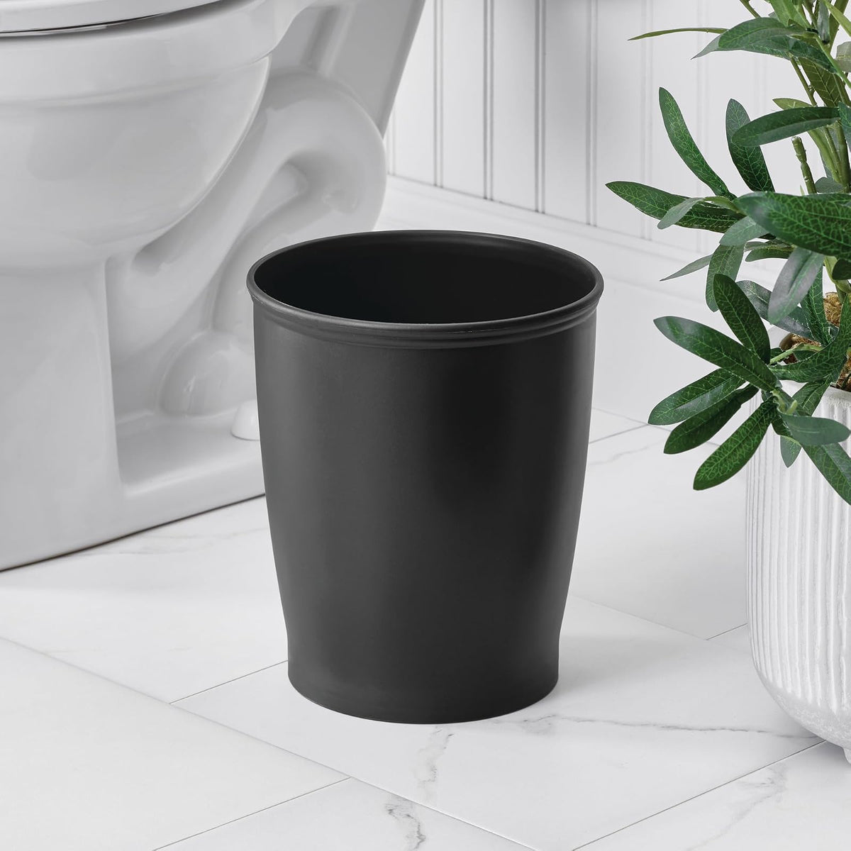 InterDesign 93437 Kent Wastebasket Trash Can for Bathroom, Kitchen, Office, Black