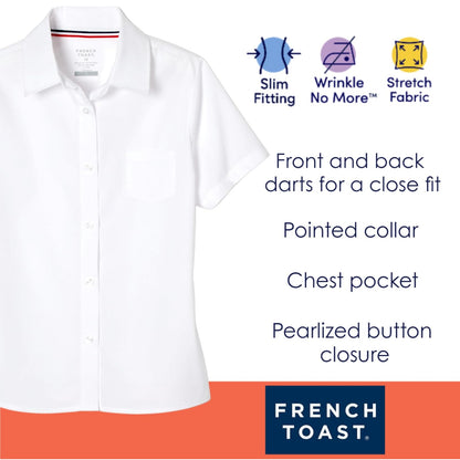 French Toast Camisa de Manga Corta con Bolsillo Camisa de Uniforme Escolar con Botones para Niñas