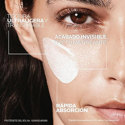 La Roche-Posay Anthelios UVAir Protector Solar Invisible y Ultraligero FPS50+ con Ácido Hialurónico, Niacinamida y Sistema Avanzado de Filtros UVA/UVB, 40 ml