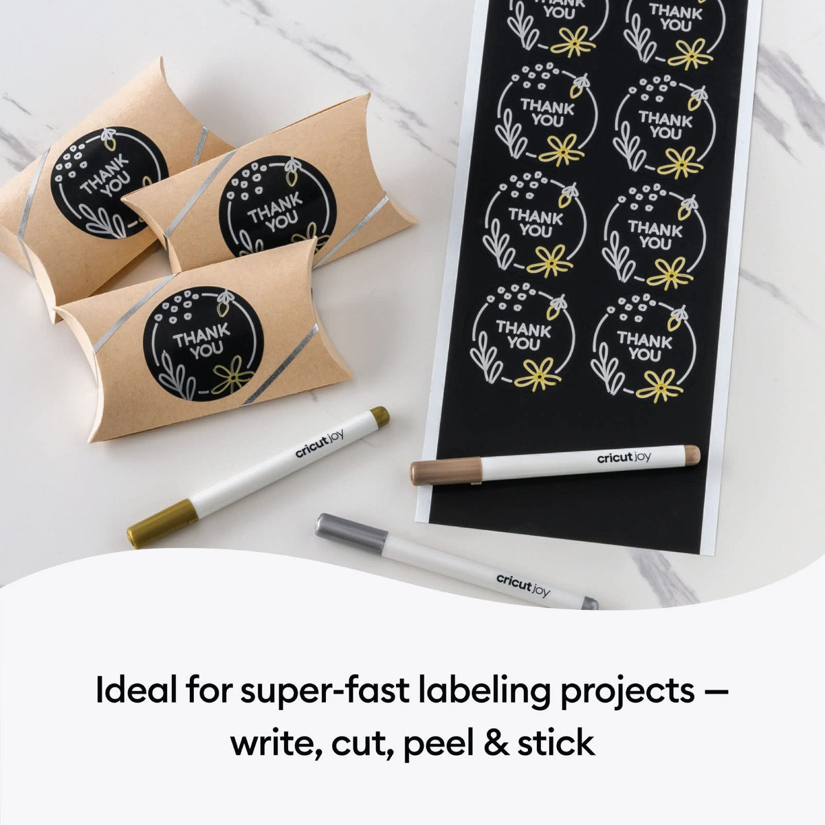 Cricut Joy Smart Label - Hojas de vinilo permanentes para máquina Cricut Joy, corte rápido sin colchón, no necesita cinta de transferencia, calcomanías para manualidades con bolígrafos o marcadores Cricut, color negro