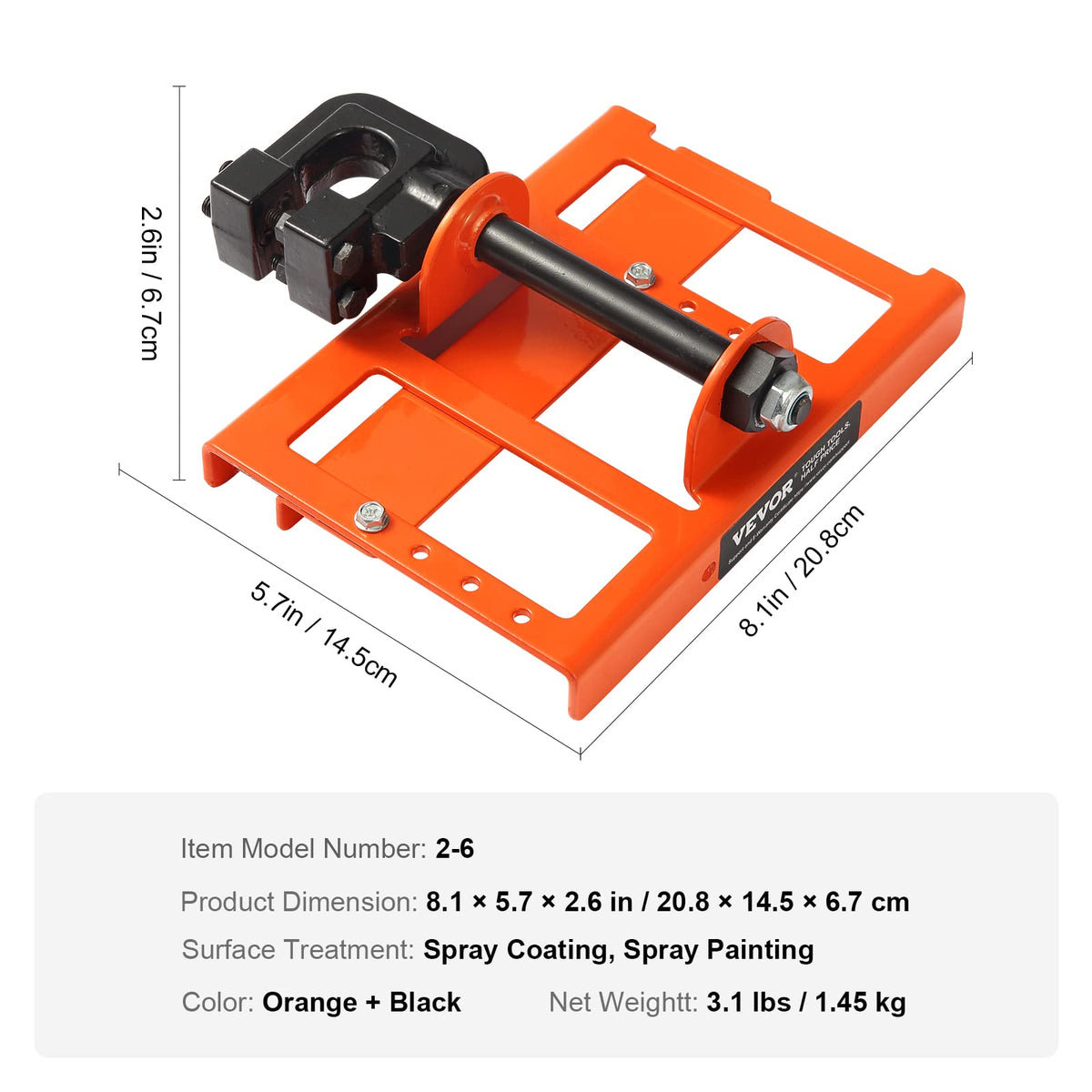 VEVOR - Molino de motosierra, guía de corte vertical de madera con ancho de corte de 2 a 6 pulgadas, accesorio de motosierra portátil de hierro fundido, accesorio de fresado de madera ligero para constructores y carpinteros
