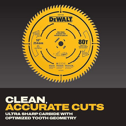 DEWALT - Hoja de sierra de mesa, 10 pulgadas, 80 dientes, acabado fino, carburo ultra afilado (DWA11080)