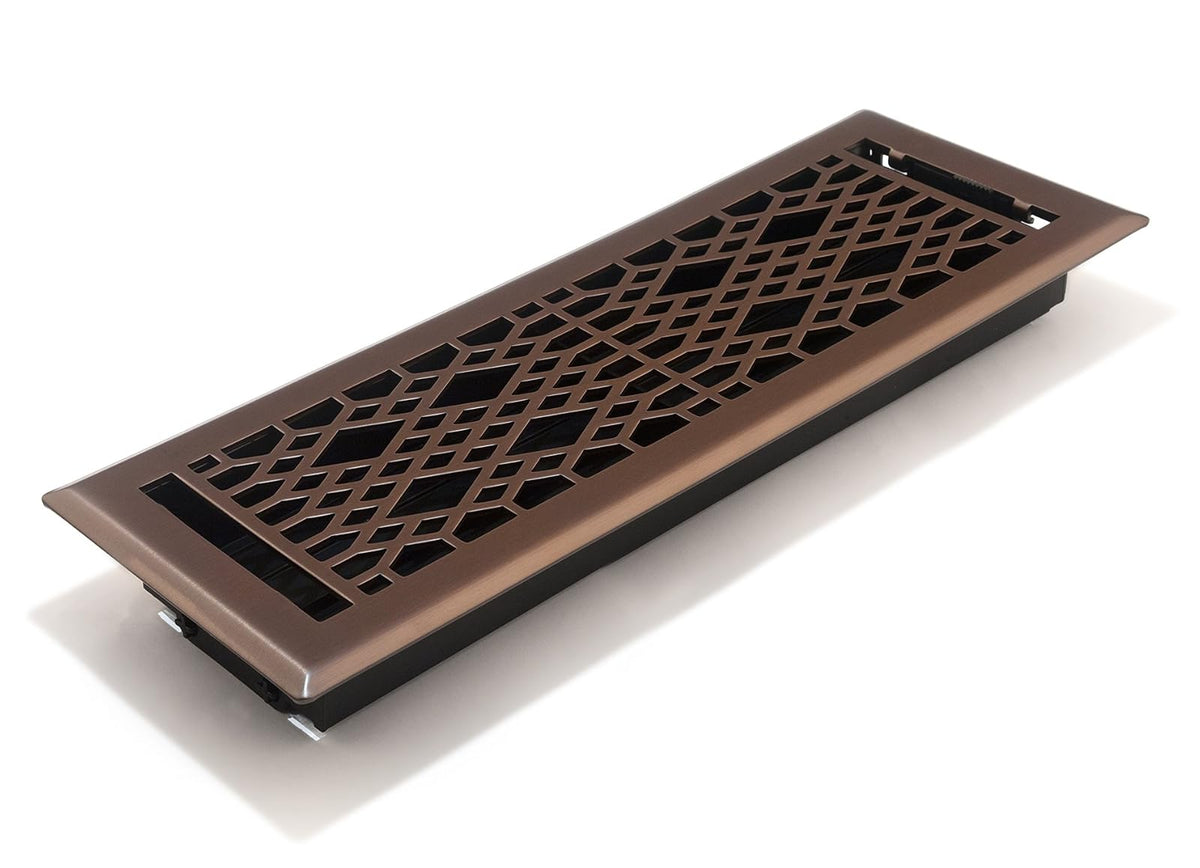 Accord AMFRLRBCA414 - Registro de piso catedral, 10,16 cm x 35,5 cm (medidas de apertura de disuas), bronce aceitado ligero - Bronce claro frotado con aceite - 4” x 14
