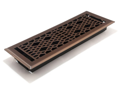 Accord AMFRLRBCA414 - Registro de piso catedral, 10,16 cm x 35,5 cm (medidas de apertura de disuas), bronce aceitado ligero - Bronce claro frotado con aceite - 4” x 14