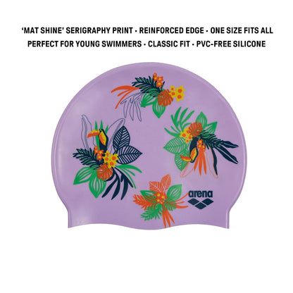 Arena - Gorro de natación Unisex de Silicona con Estampado Junior para niños y niñas, Entrenamiento de natación, Ajuste más pequeño, Talla única