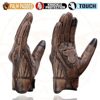 Milwaukee Leather MG7514 - Guantes de Motocicleta de Piel café con Palma de Gel con Nudillos Protectores, Talla XL