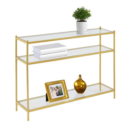 Convenience Concepts Royal Crest - Mesa Consola de Vidrio Transparente/Dorado