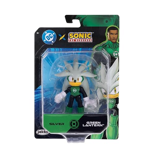 Jakks Pacific DC x Sonic The Hedgehog Figura de Acción de 2.5 Pulgadas, Colección Crossover (Knuckles Superman, Silver Green Lantern, Rouge Batgirl, Dr. Eggman Lex Luthor), Multicolor