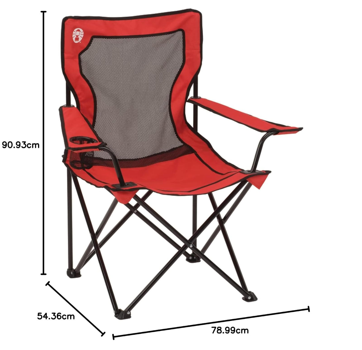 Coleman Silla Quad - Silla de Camping Plegable de Malla con Portavasos y Respaldo de Malla de Nailon, Color Rojo,