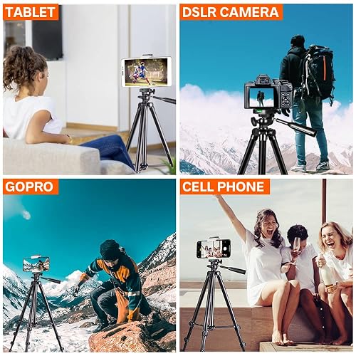 UBeesize - Trípode de Aluminio Ligero Extensible de 50 Pulgadas con Soporte Universal para teléfono Celular/Tablet, Obturador Remoto, Compatible con Smartphones, tabletas y cámaras.