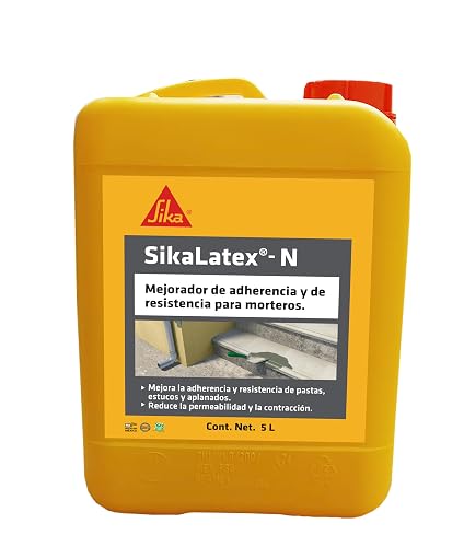 Sika - Sellador de Resina Acrílica Sika Latex N - Aditivo mejorador de Resistencia y Adherencia para morteros - Reduce la Permeabilidad y la contracción - Fácil de preparar - Pet 5 L- Color Blanco