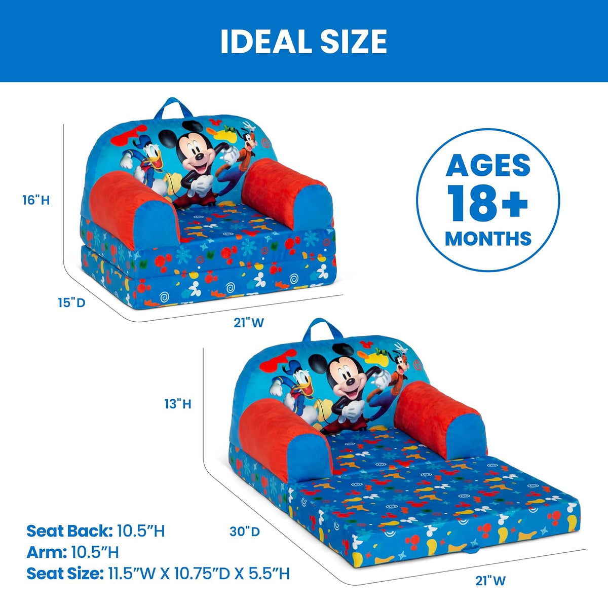Delta Children Cozee Buddy Flip Mickey Mouse Silla Convertible Espuma