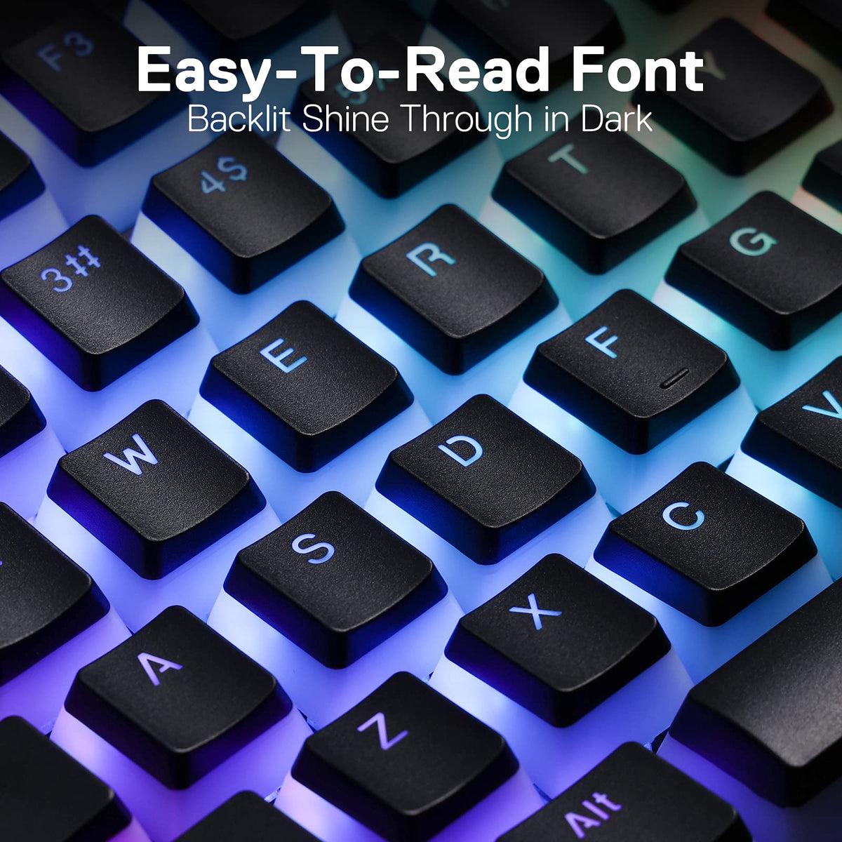 Redragon A130 - Teclas de pudín Negro, Juego de 104 Teclas estándar Doble PBT con Capa translúcida para Teclado mecánico, Perfil OEM, diseño ANSI en inglés (EE. UU.)
