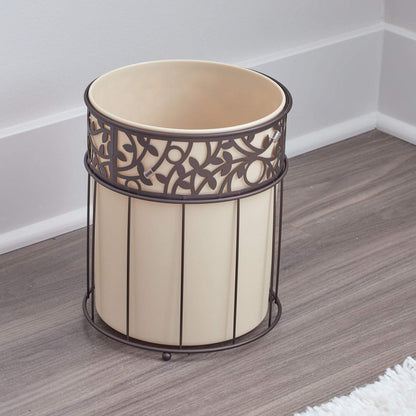 InterDesign Vine Waste Can, Vanilla/Bronze