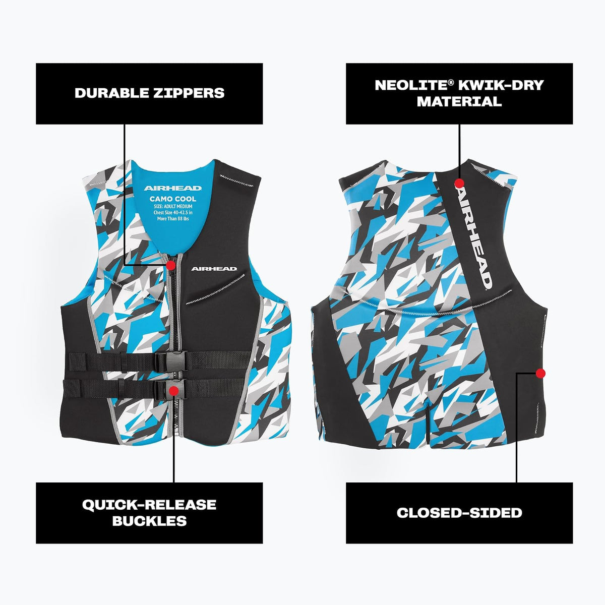 Airhead Chaqueta Salvavidas Camo Cool Kwik-Dry Neolite Flex para Hombre