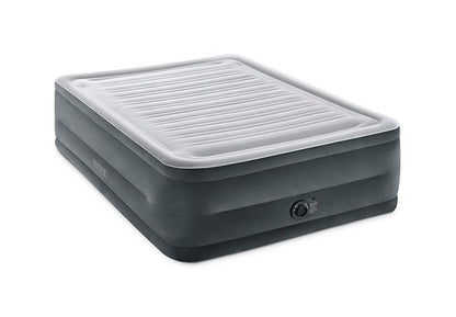 Intex 64417ED Comfort colchón de Aire Elevado de Felpa Dura-Beam con Bomba eléctrica Interna, Altura de la Cama de 22 Pulgadas, Queen