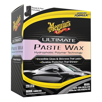Meguiar's G210608EU Ultimate Paste Wax Cera en Pasta para Pintura Automotriz 8 oz, Negro