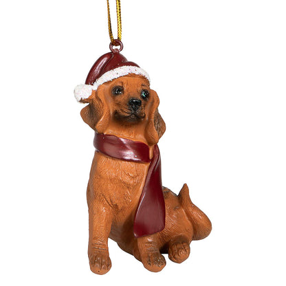 Design Toscano Adorno Navideño de Perro con Gorro Navideño - Perro salchicha