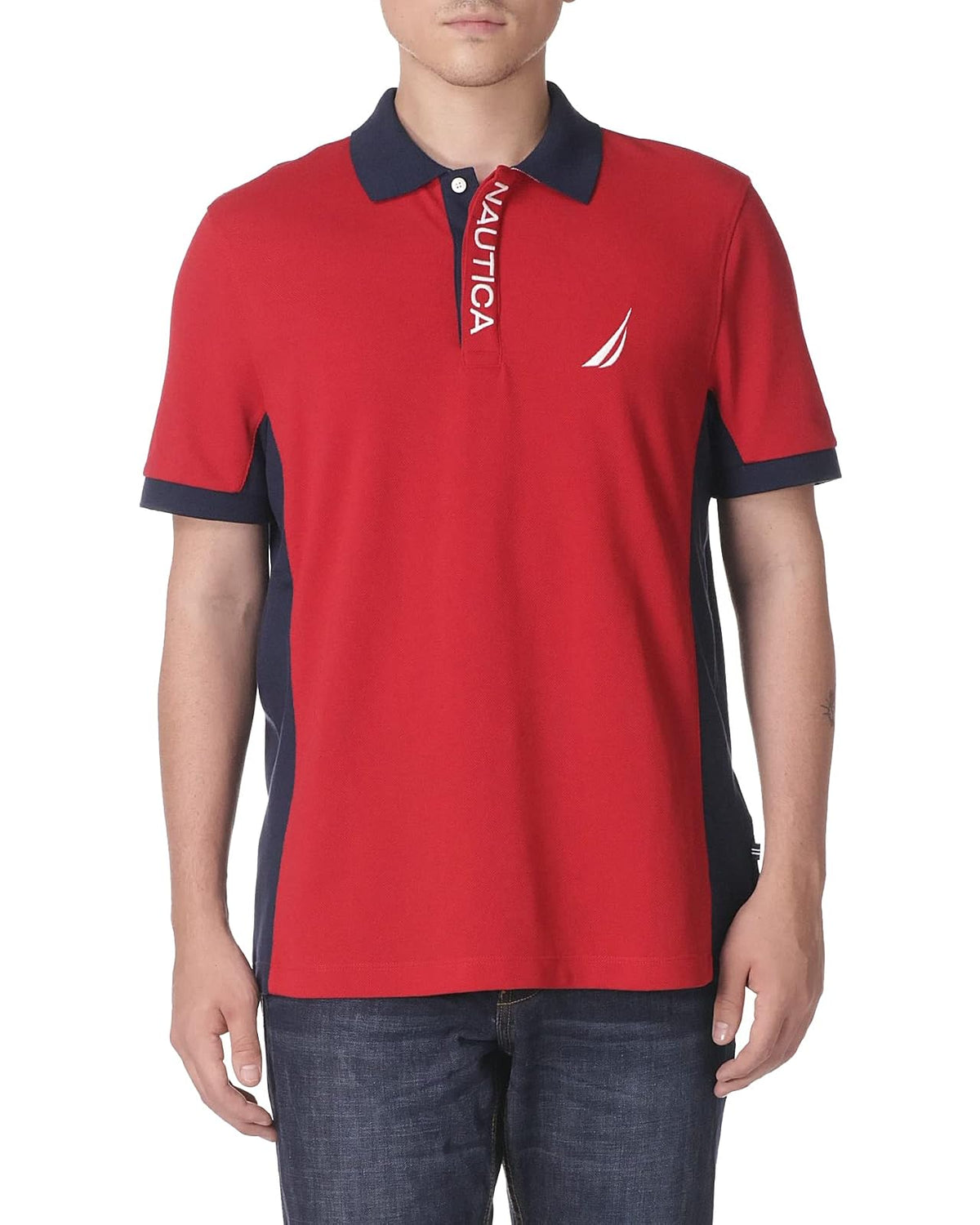 Nautica Polo de piqué de Manga Corta con Bloques de Color Camisa de Polo para Hombre