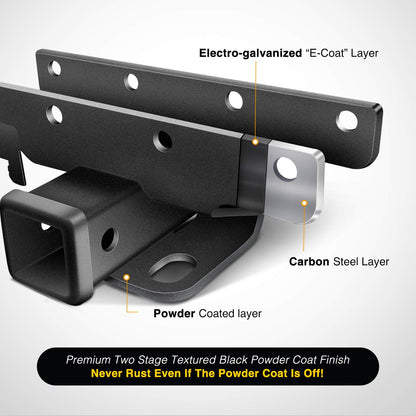 Nilight - Kit receptor de enganche para remolque y parachoques trasero JK-61A de 2 pulgadas, compatible con Jeep Wrangler JK de 4 puertas y 2 puertas Unlimited 2007-2018, con arnés de cableado de 4 pines (no incluye los modelos JL)