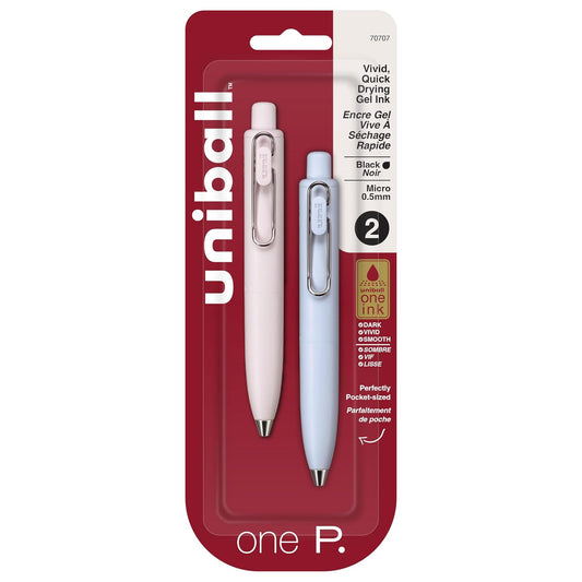 Uni one P - Bolígrafos de gel retráctiles, micro punta (0,5 mm), melocotón, soda, negro, paquete de 2