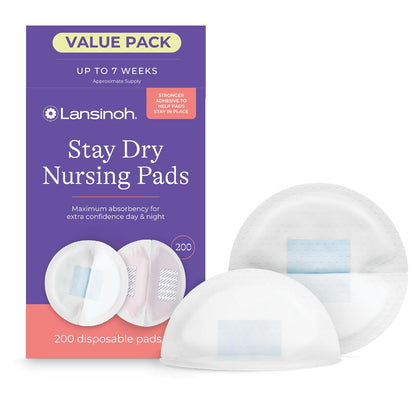 Lansinoh Stay Dry Disposable Nursing Pads for Breastfeeding, 200 count