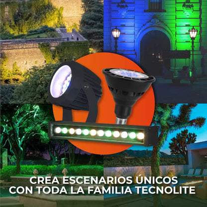 Tecnolite - Reflector LED 28 W de Exterior, Luz de Luna, IP66, IK08, a Prueba de Agua y Golpes. Iluminación Exterior