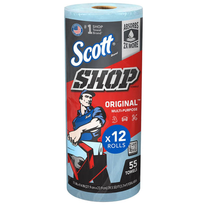 Kimberly-Clark Scott - Toallas para taller, Azul, 12 Rolls
