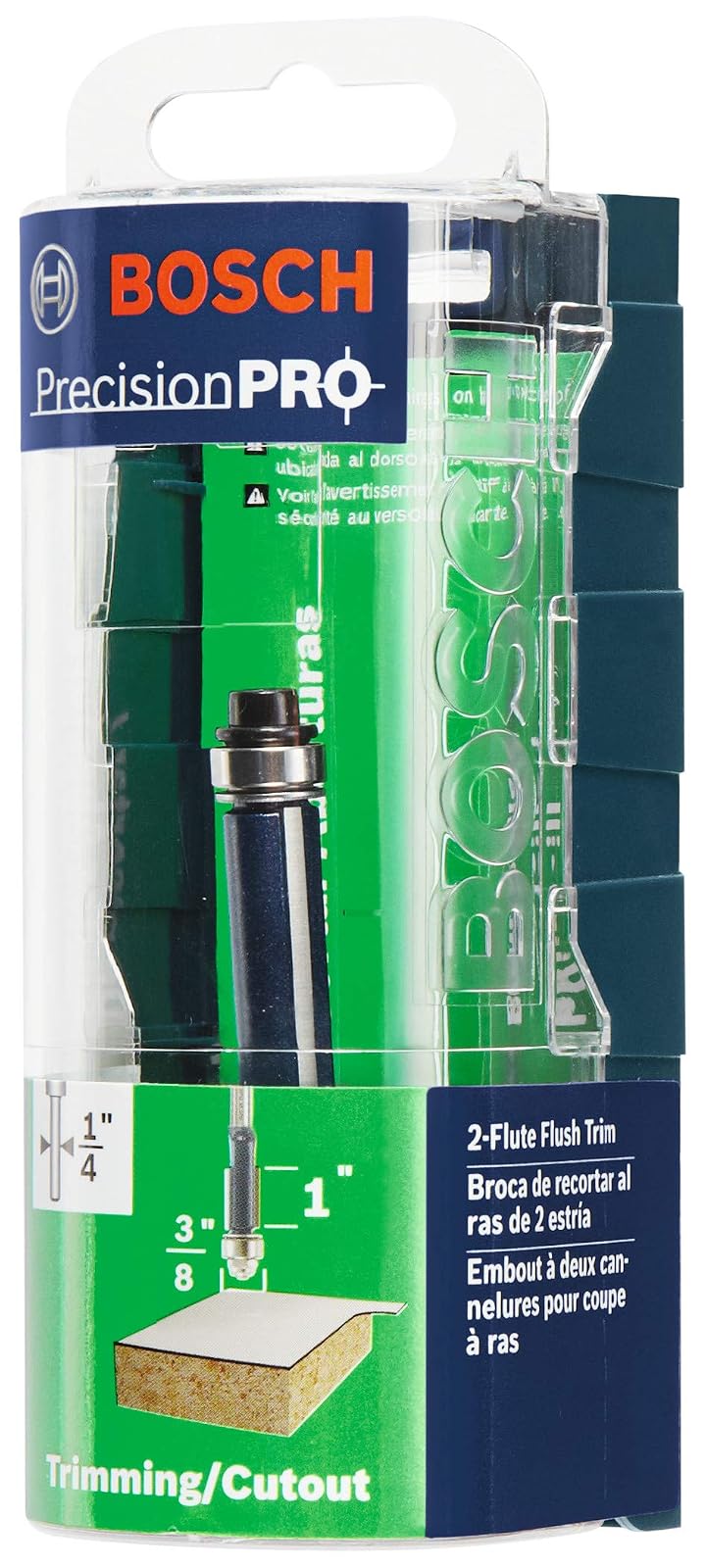 BOSCH 85268MC 3/8 pulgadas x 1 pulgada. Broca de enrutador de doble fuga con punta de carburo