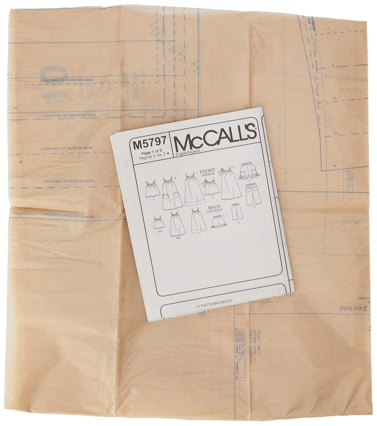 McCall's Patterns M5797 - Patrones de Costura para Camisetas de niñas/niñas, Vestidos, Pantalones Cortos y Pantalones, Talla CHJ (7-8-10-12-14)