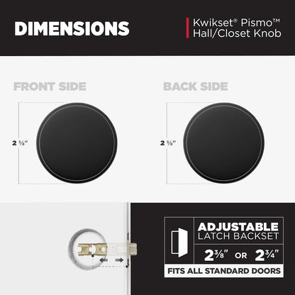 Kwikset Pismo - perilla para puerta (níquel satinado), Pasaje, Acero negro