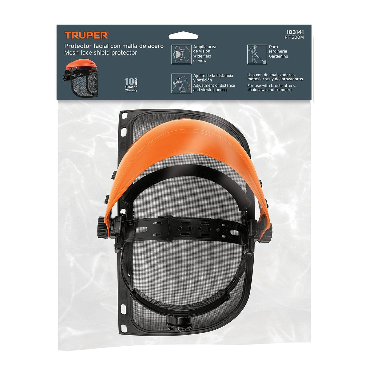 Truper PF-500M, Protector facial de malla recomendado para uso forestal y jardinería