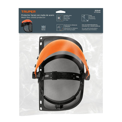 Truper PF-500M, Protector facial de malla recomendado para uso forestal y jardinería