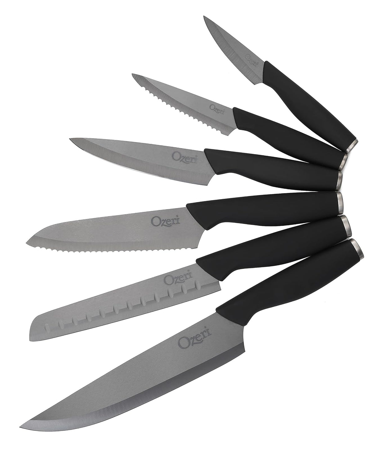 Ozeri Elite Chef II Juego de cuchillos de cerámica, 12 piezas, Negro