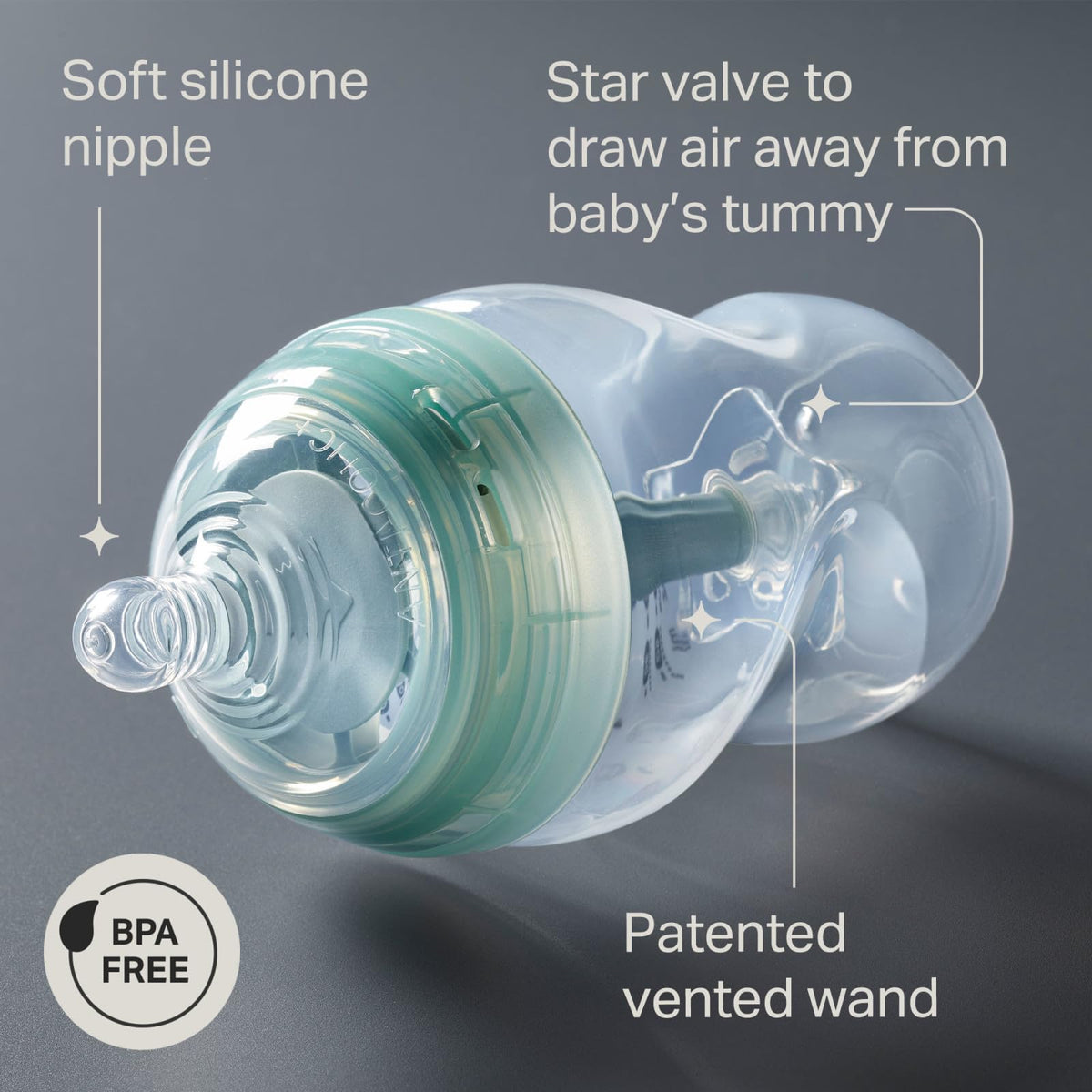 Tommee Tippee Biberones Advanced Anticólicos, Recién Nacido, 260ml/9oz | Paquete de 2, Tetina Flujo Lento Tipo Pecho, Diseño Único Aleja el Aire de la Leche, Transparente, Mamila Libre de BPA