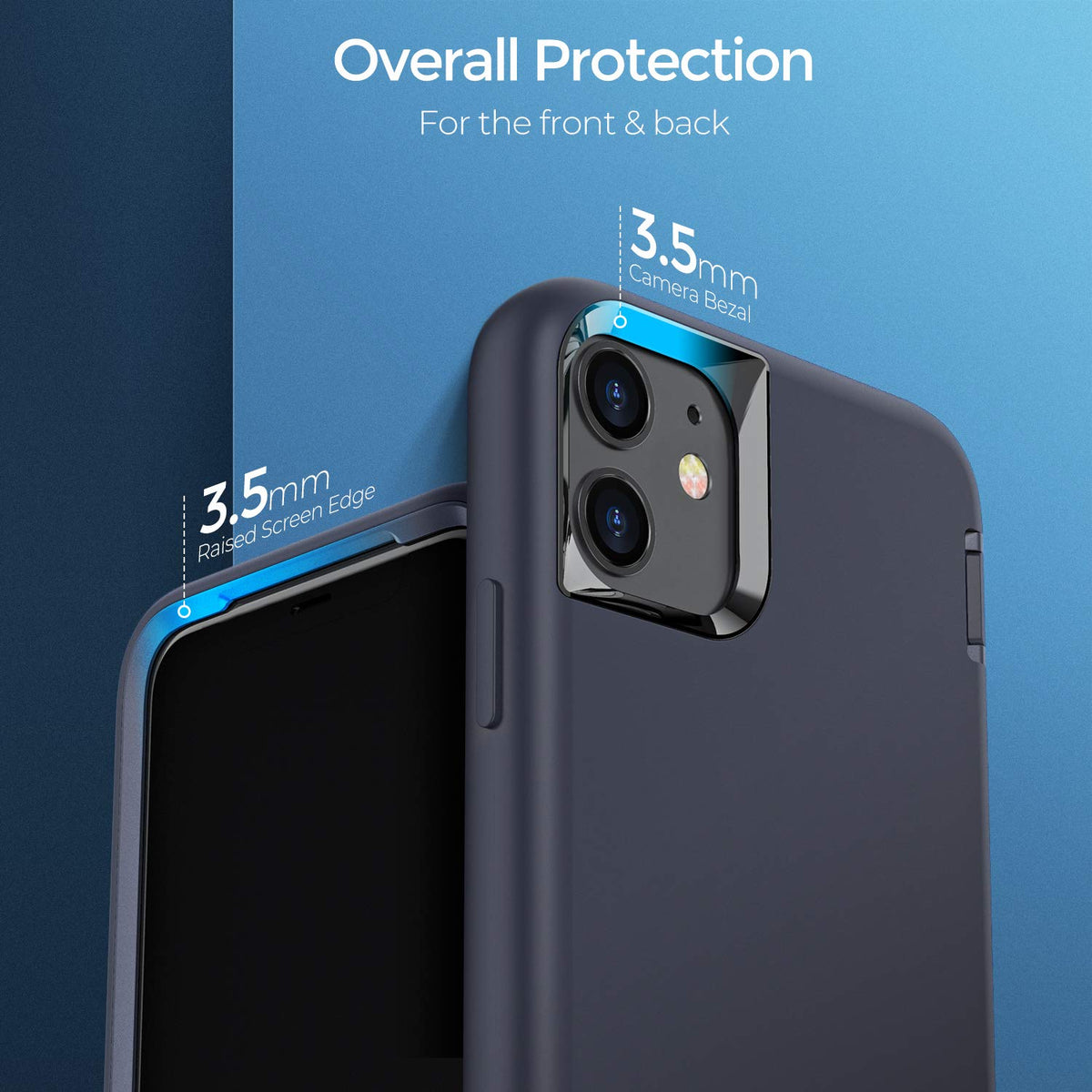 ORIbox - Carcasa de Silicona para iPhone 11 Pro, a Prueba de Golpes y caídas, Acabado Suave al Tacto del Exterior de Silicona