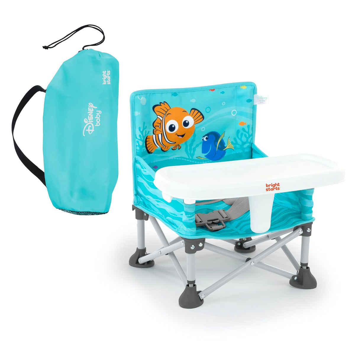 Bright Starts Pop 'N Sit Asiento Elevador Portátil Disney Ariel - Nemo - Disney