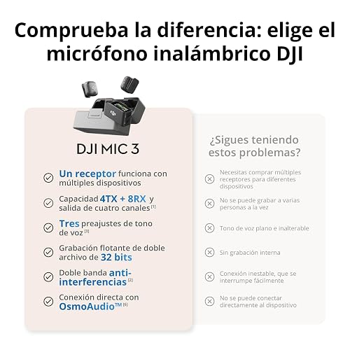 Transmisor DJI Mic 3, Micro inalámbrico Mini para iPhone/cámara/Android | Ligero e intuitivo, micrófono lavalier, flotante de 32 bits, código de tiempo integrado, vlog, entrevistas y streaming