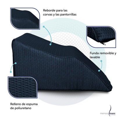 Memory Foam | Cojín Descansa Piernas - Disminuye Varices y Pies Hinchados - Blanco - Medidas 63 x 45 x 30 cm - Hecha