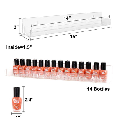 BTremary Soporte de acrílico transparente para esmalte de uñas paquete de 6 unidades, estante flotante para colgar esmalte de uñas, soporte de pared flotante para hasta 96 botellas