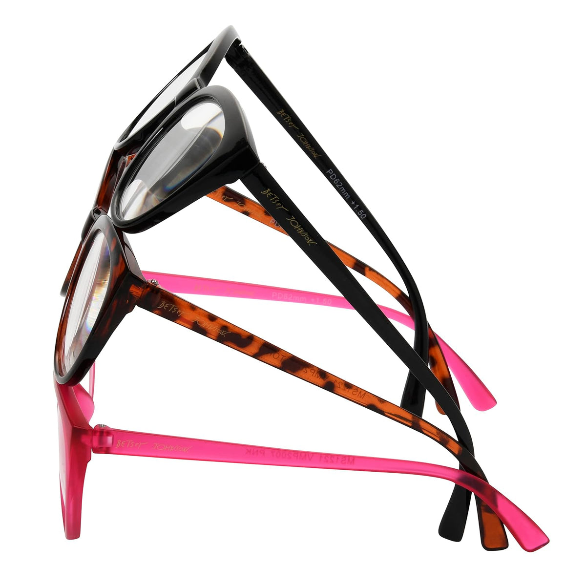 Betsey Johnson Telcroc - Juego de 3 anteojos de lectura con forma de forma