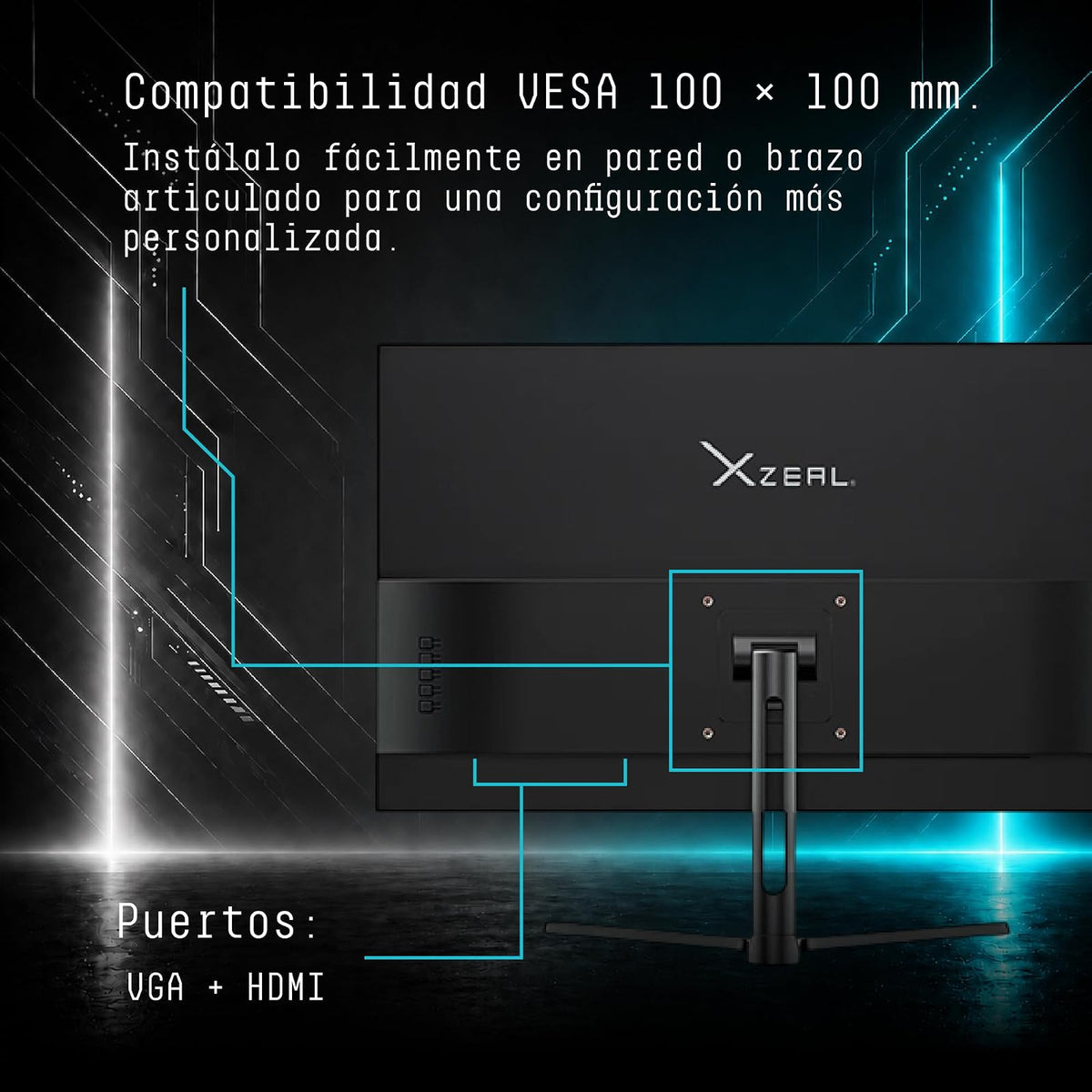 Xzeal Monitor 27" Xzeal XZ4010-2 Panel Curvo VA FHD 180Hz 1ms 1xDP + 1xHDMI + Vesa 100x100mm Negro