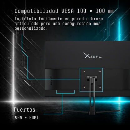 Xzeal Monitor 27" Xzeal XZ4010-2 Panel Curvo VA FHD 180Hz 1ms 1xDP + 1xHDMI + Vesa 100x100mm Negro