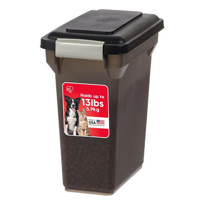 IRIS USA Contenedor para Alimento de Perro, Hasta 13 lb, Humo | Libre de BPA, sello hermético, ideal para comida de gatos, semillas de aves, alimento de pollo, juguetes, premios y pellets