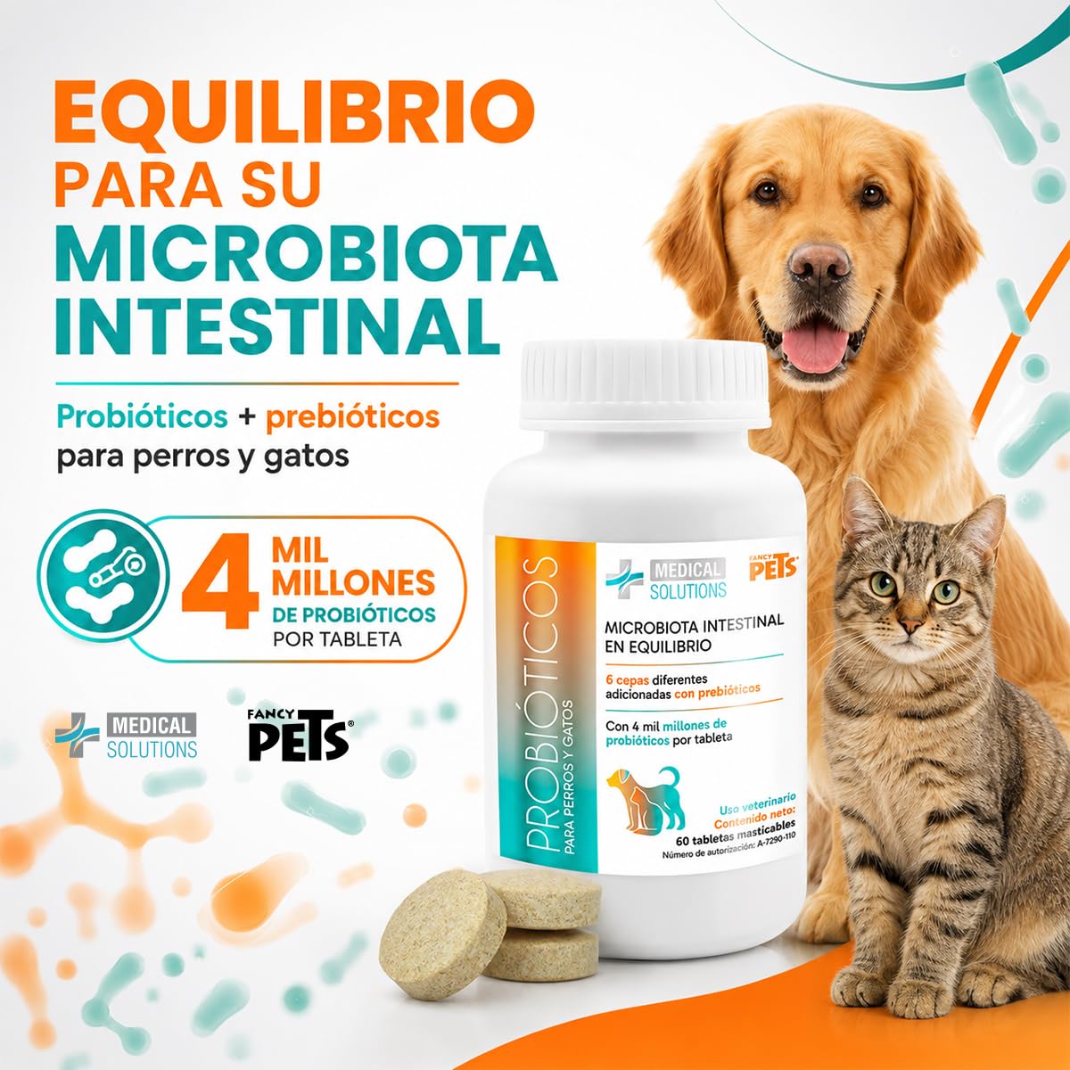 Fancy Pets MS Probióticos para Perros y Gatos con 60 Tabletas